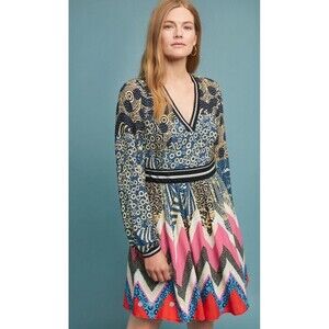 Maeve Anthropologie Sporty Chevron Dress Women’s 6 Graphic Print Fit‎ And Flare